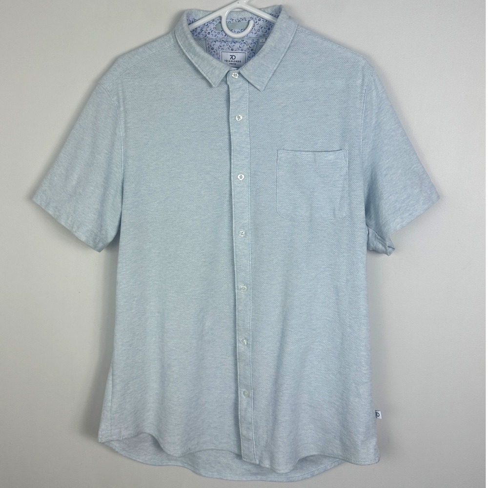 7Diamonds Cabbo Short Sleeve Button Down Shirt Mens Size Large Blue Collared Tee